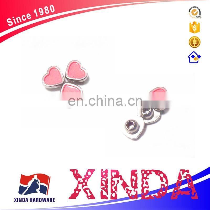 Heart shape metal rivets, metal rivets for garments