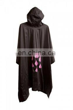 Overall printing Transparent Emergency PVC Reusable Rain Hooded Poncho