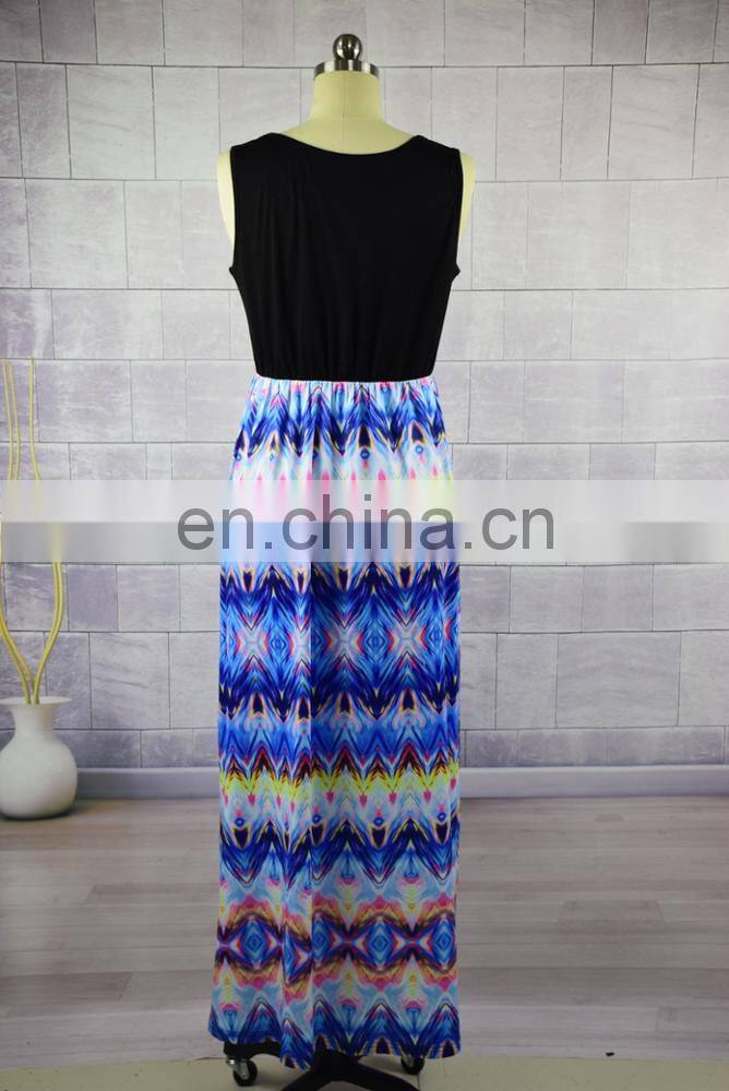 Hand embroidered side trim polyester long maxi dress family matching mother and daughter dress (this link for WOMAN)