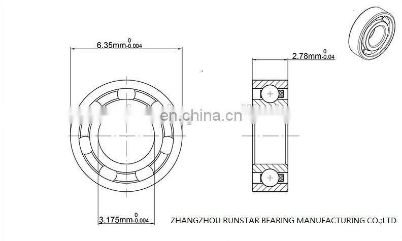 ISO9001:2015 dental bearing manufacturer 3.175*6.35*2.779 SR144TLW ball bearing for dental turbine