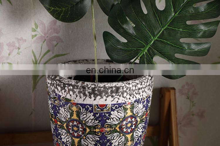 Wholesale balcony green plants pots vintage style large fancy flower pots ceramic for home decor