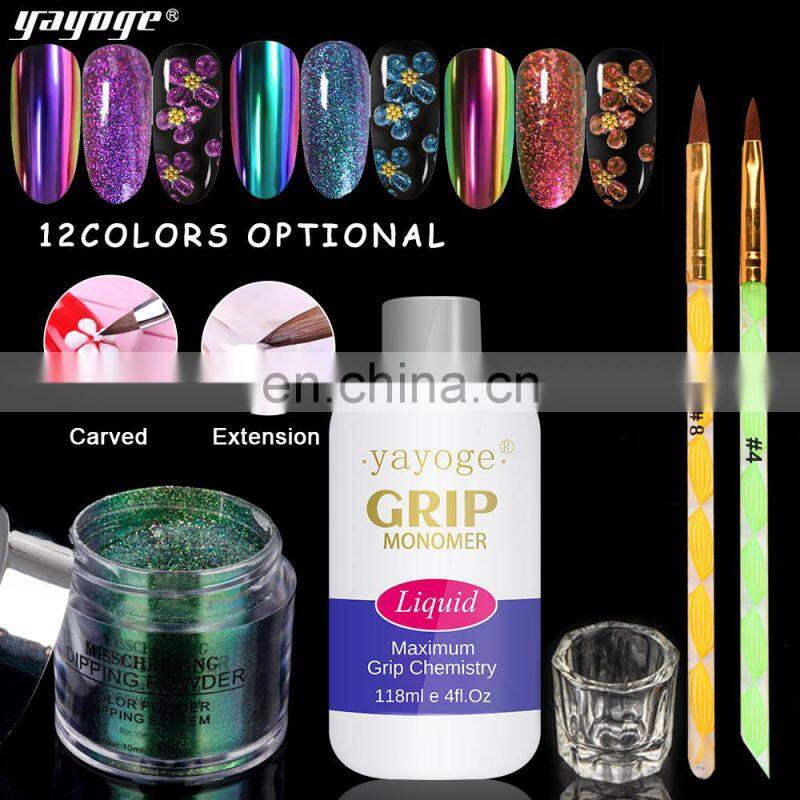 Fast Drying Acrylic Dip powder kit 3 in 1 Color Match Gel Polish vs Nail Lacquer 4 dipping powder with nail art tools