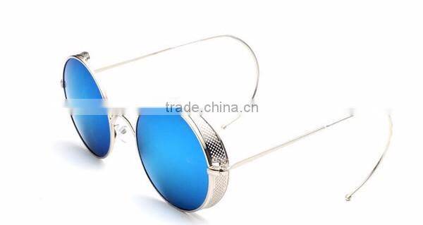 hot selling women ladies femal fashion retro classic metal frame small round sunglasses with cover mesh
