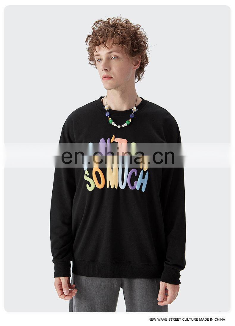 2021 autumn and winter new product brand three-dimensional foam printing color letters hip-hop men's terry sweater
