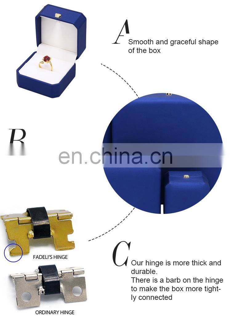 Unique Design Luxury Pu Leather Octagonal Shape Led Jewelry Packing Box Ring Box