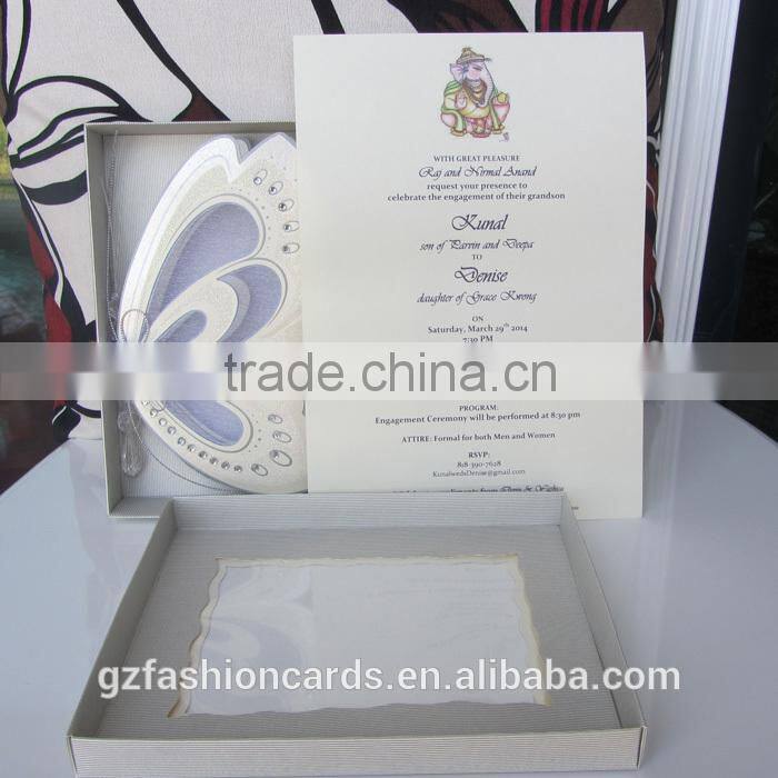 2014 Unique Luxury Butterfly Wedding Card