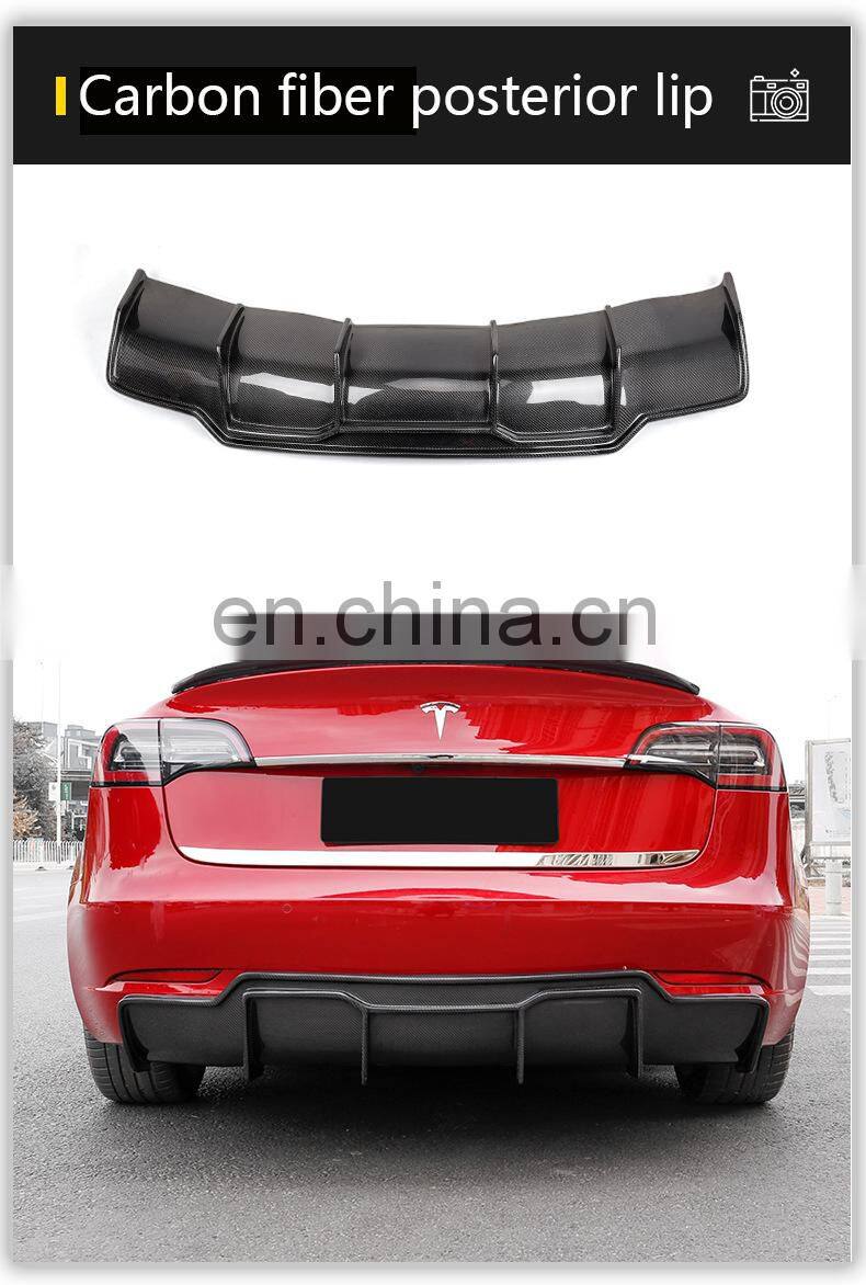 RD New Arrival Vors Style Carbon Fiber Body Kit Front Lip Side Skirts Rear Bumper For Tesla Model 3