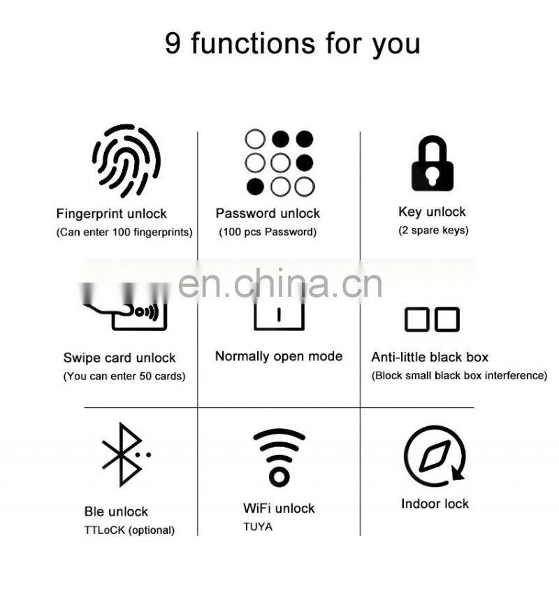 Wifi Ttlock Apps Intelligent Biometric Smart Lock Price Electronic Digital Smart Fingerprint Door Handel Lock For Security Home