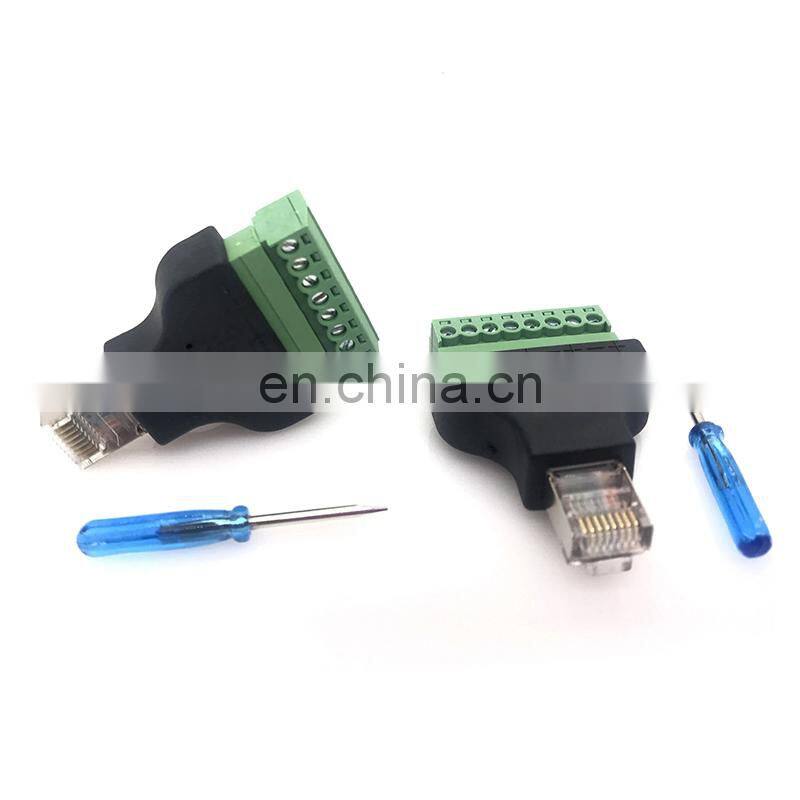 Easy Use Network RJ45 Male To 8 Pin Block Av Terminal Connector Screw Adaptor