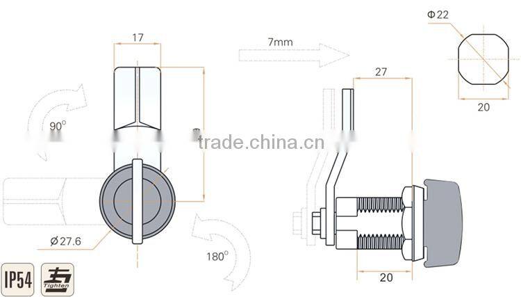 2015 FEILEI MS711-2-3 180 degrees twist cam lock with small handle