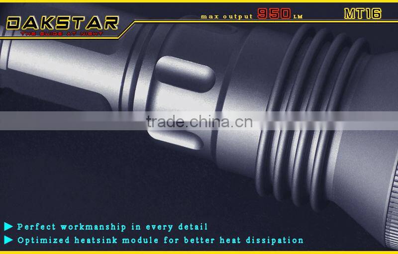 DAKSTAR MT16 XML T6 950LM 18650 High Power Deep Reflector CREE LED Police Tactical Flashlight Rechargeable Torch