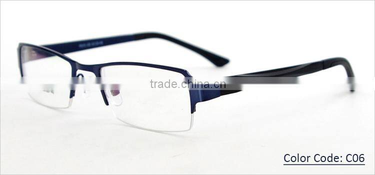 2014 new model half-rim metal china wholesale latest fashion in optical eyeglasses frame with eyeglasses hinge