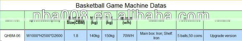 QH coin operated basketball game machine for sale