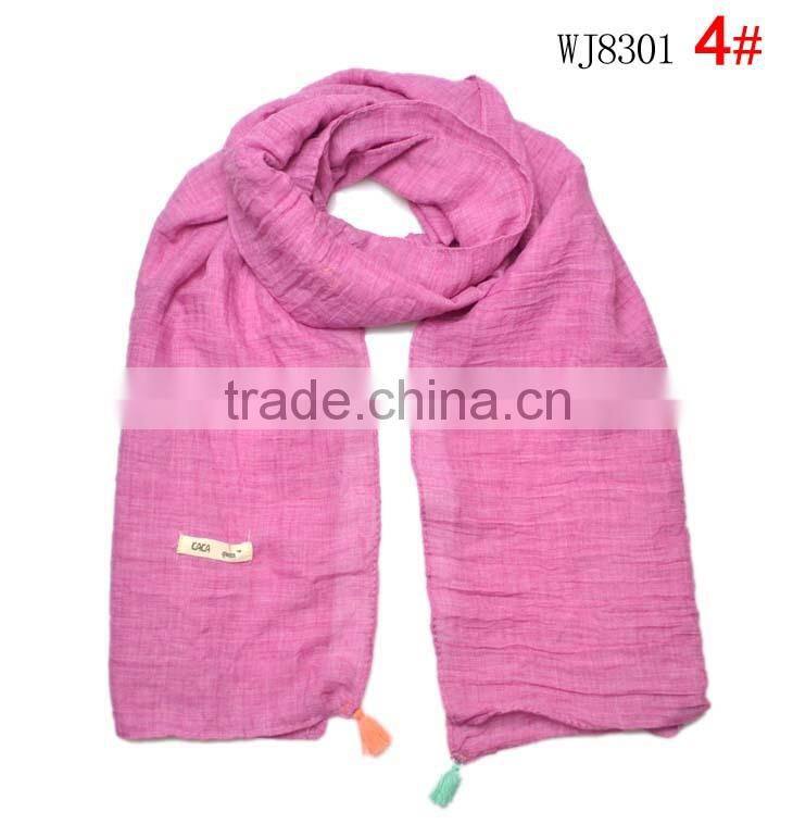 Wholesale Fashion Classic Tassel Style Kids Boys Girls Cotton Solid Plain Scarf