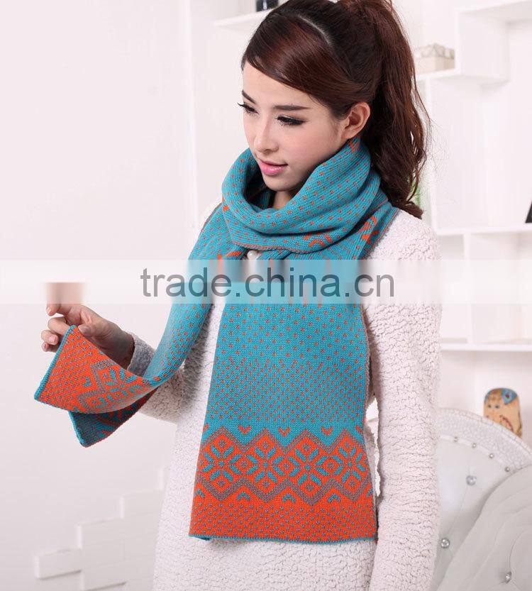 Winter Fashion Snowflake Knitted Women Wool Scarf