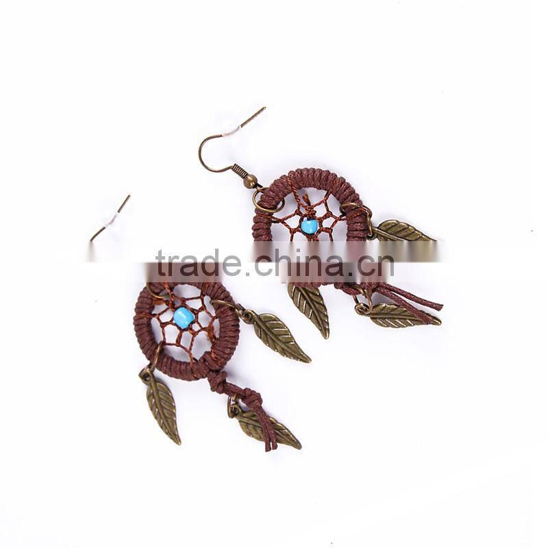 Yiwu Wholesale India Handmade Fashion Small Multicolored Dream Catcher Gold Jewelry Earrings In Zinc Alloy Jewelry