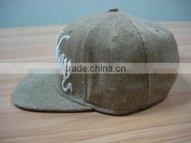 Custom logo embroidery linen hemp snapback hats with different types of snap back caps