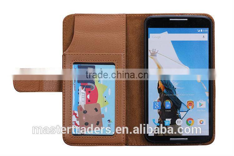 Cheap Multi Function Litchi Grain Stand Wallet PU Leather Case With Card Slot And PC Back Cover For Google 6 MT-3690