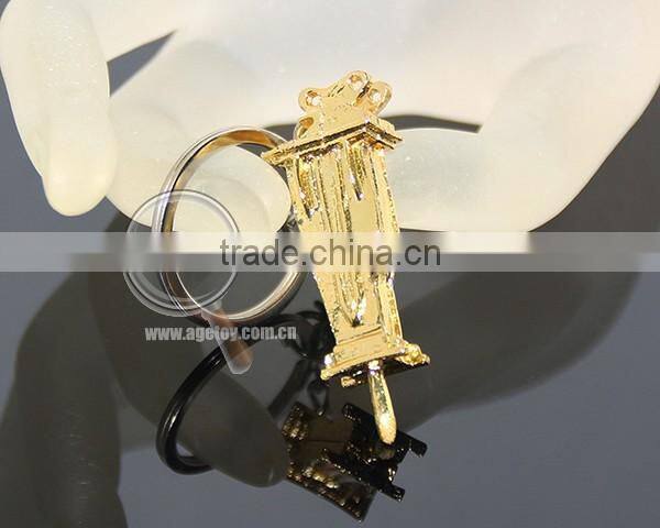 3D Mini Pile Hammer Shaped Three-dimensional Drop Hammer Gold Color Alloy Metal Pile Driver Keyring