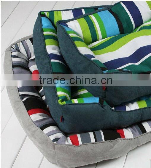 Striped Suede Pet Bed
