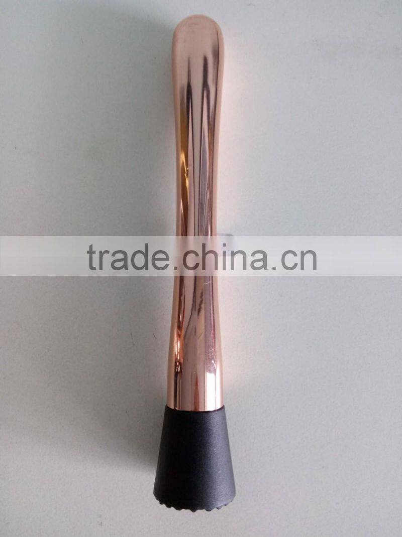 Cocktail Drink Muddler - Copper Plated - Grooved Nylon Head - Create Delicious Refreshing Cocktails