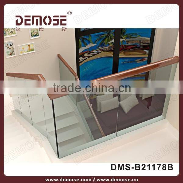 high quality wood and glass stair railing