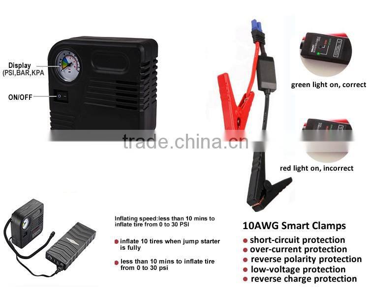 SUNPOW battery booster pack 18,000mAh portable 12V gasoline and diesel car battery charger jump starter