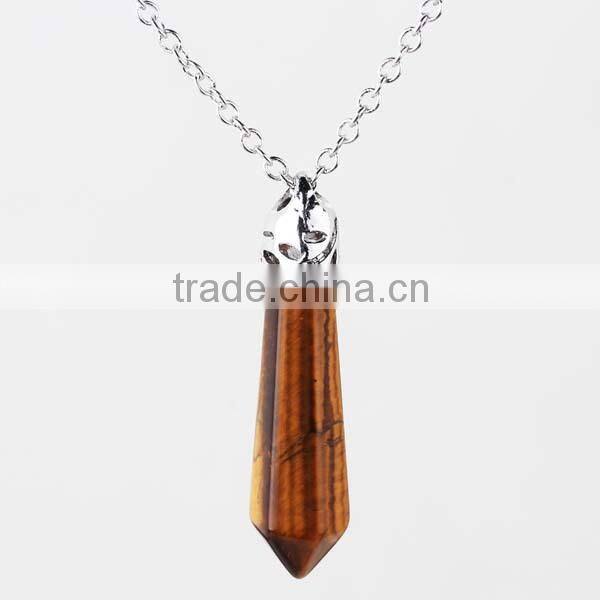 New Trendy Cool Bullet Shaped Natural Quartz Gemstone Necklace