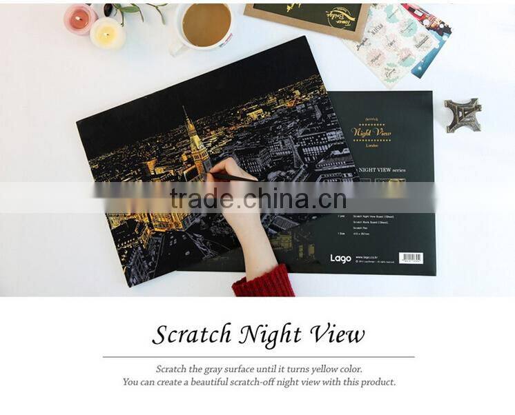 The World Best Golden Scratch Night View Series 3 Contents One Paper Free Drawing With Pen Tool Treasure Hunt Coloring Paper