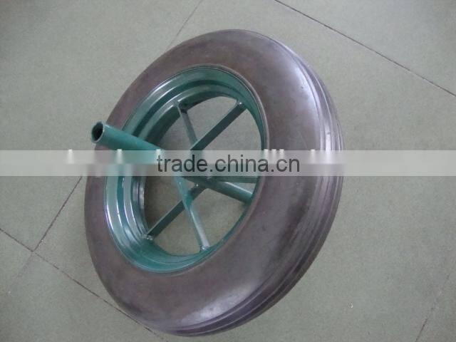 Pneumatic wheelbarrow 16 inch trolley wheels Solid rubber tyre