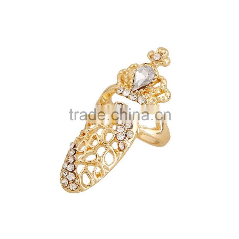 Ring factory wholesale fashion diamond crown new joint nail ring