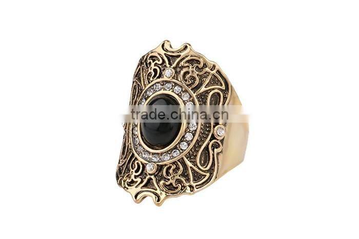 Best selling 1 dollar product gold plated zinc alloy resin single stone finger ring
