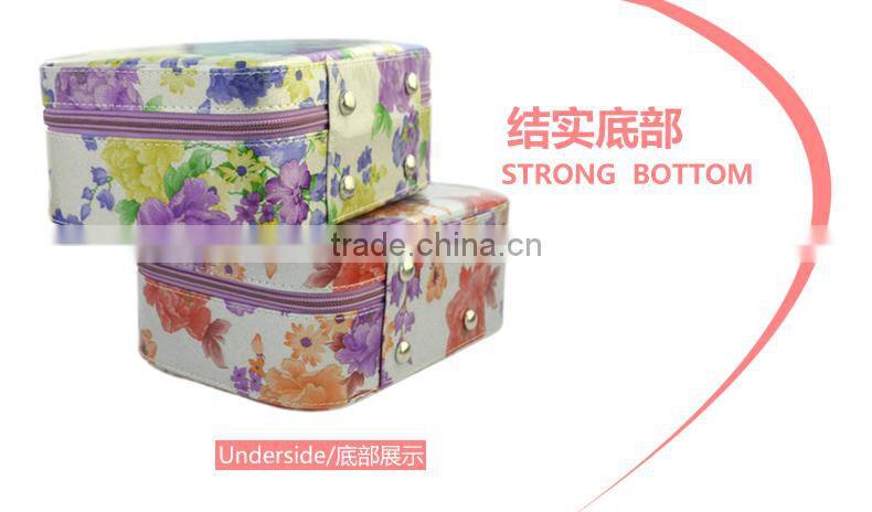 Womens Gilrs Waterproof Portable Coloful Makeup Box With Flowers