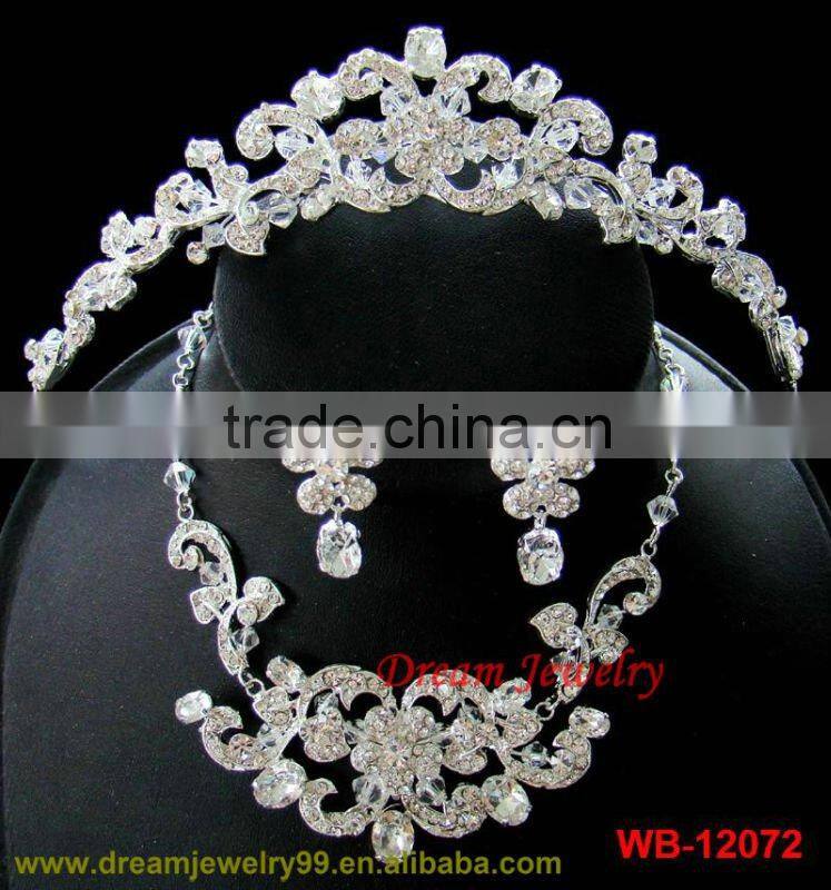 hot sale coral fashion jewelry sets crystal pearl tiaras necklaces earrings new wedding jewellery