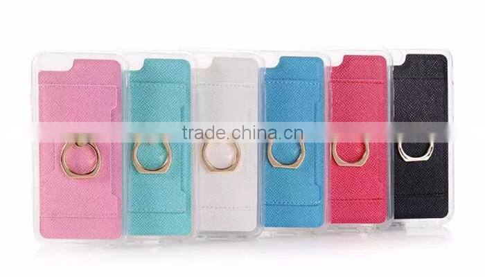 Fashional finger ring design PU / PC leather stand case for iphone 6S