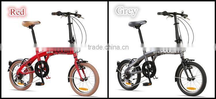 16'' 6 speed steel small wheel folding bicycle/foldable folding bike for girls (PW-FD16010)