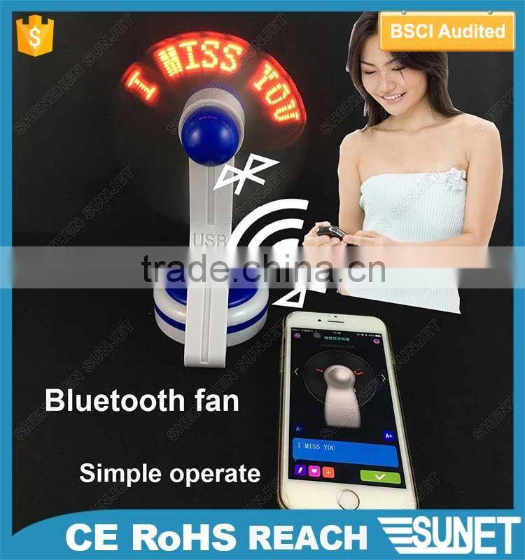 bluetooth phone changeable programmable led message handheld fan