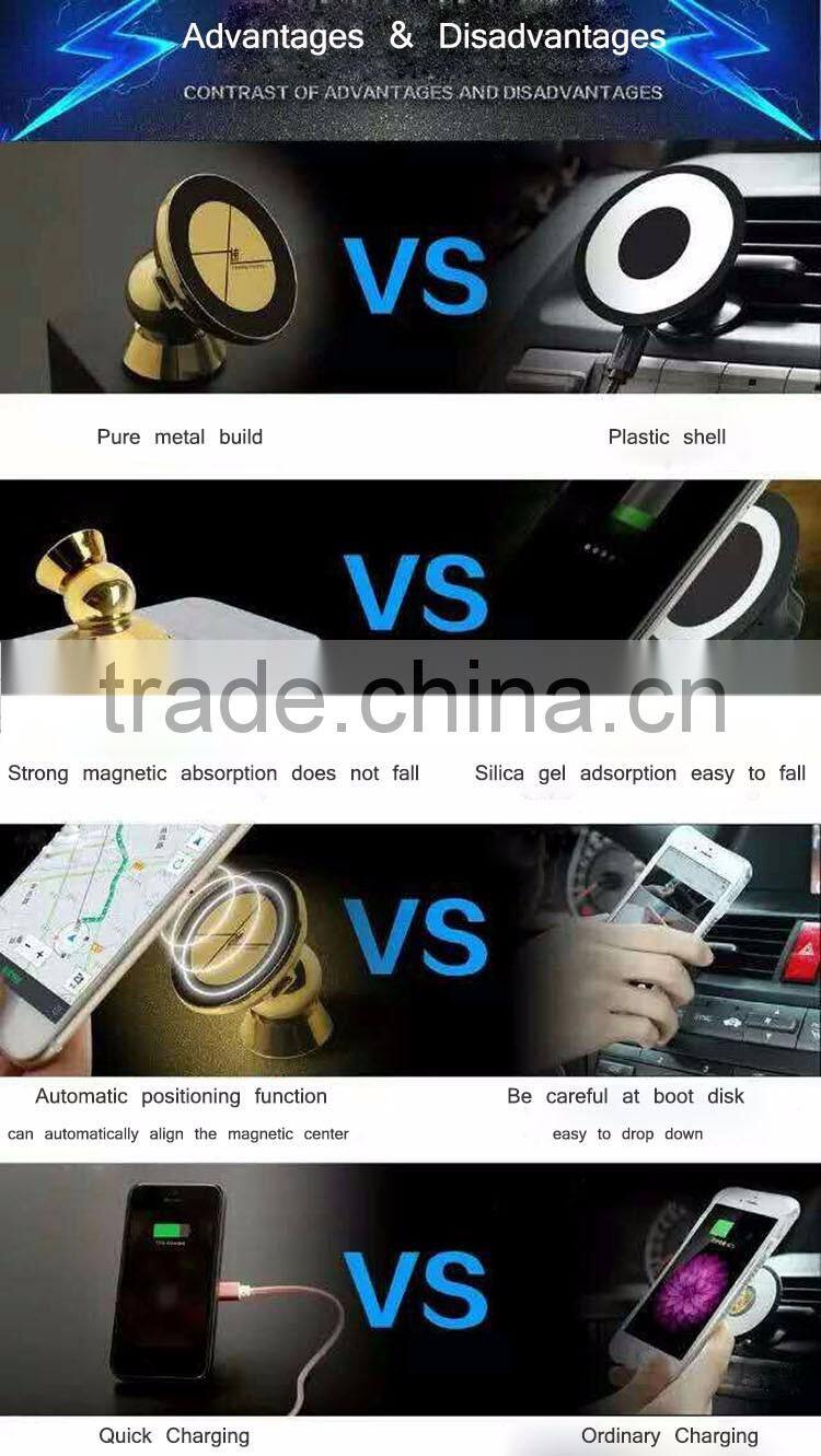 2016 Quick Charge QI Standard Strong Magnet Auto Adsorption Wireless Charger Metal In-Car Holder