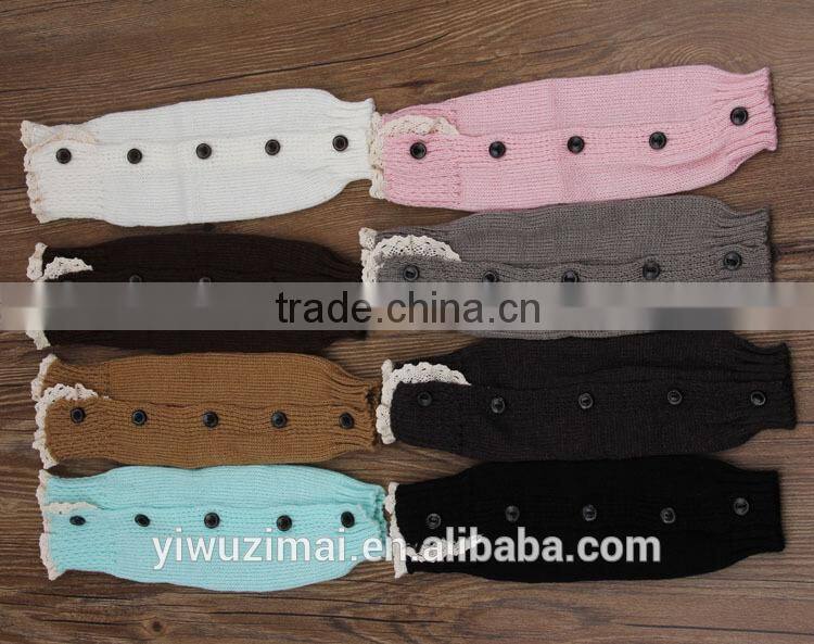 Beautiful Children Solid Color Knit Leg Warmers Infant Toddler Winter Lace Buttons Leg Warmer