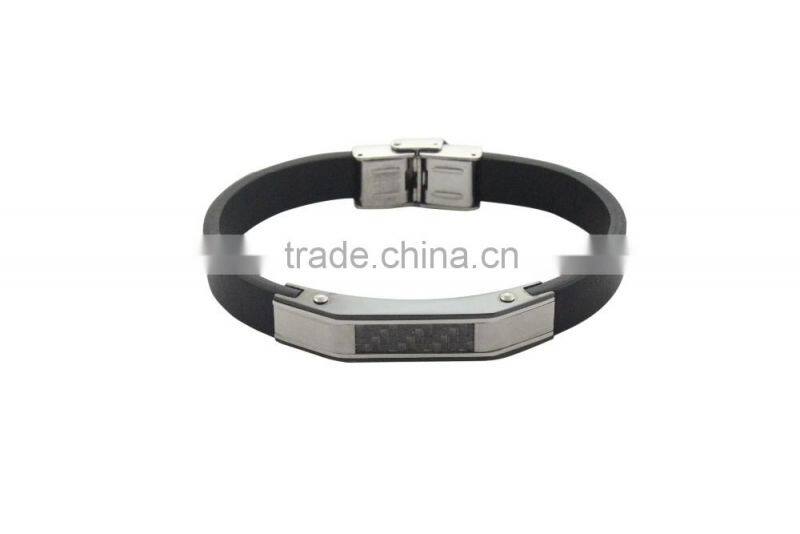 stainless steel plated black color with black genuine leather italina style bracelet