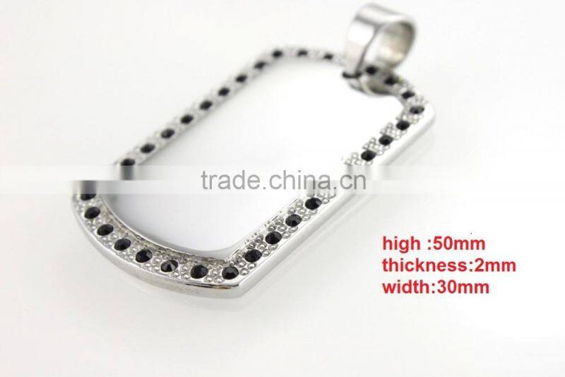 big pendant with black crystal stone high pilish stainless steel pendant for men