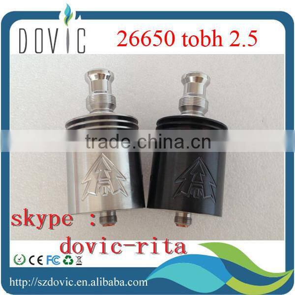 Newest 26650 tobh atty V2.5 1:1 rda/rba top selling 30mm 26650 tobh v2.5