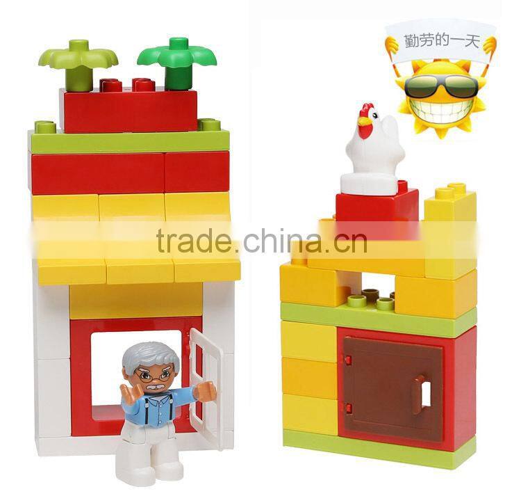 High Quality Blocks ! 44PCS Happy Farm Plastic Educational Building Bricks Blocks Toys