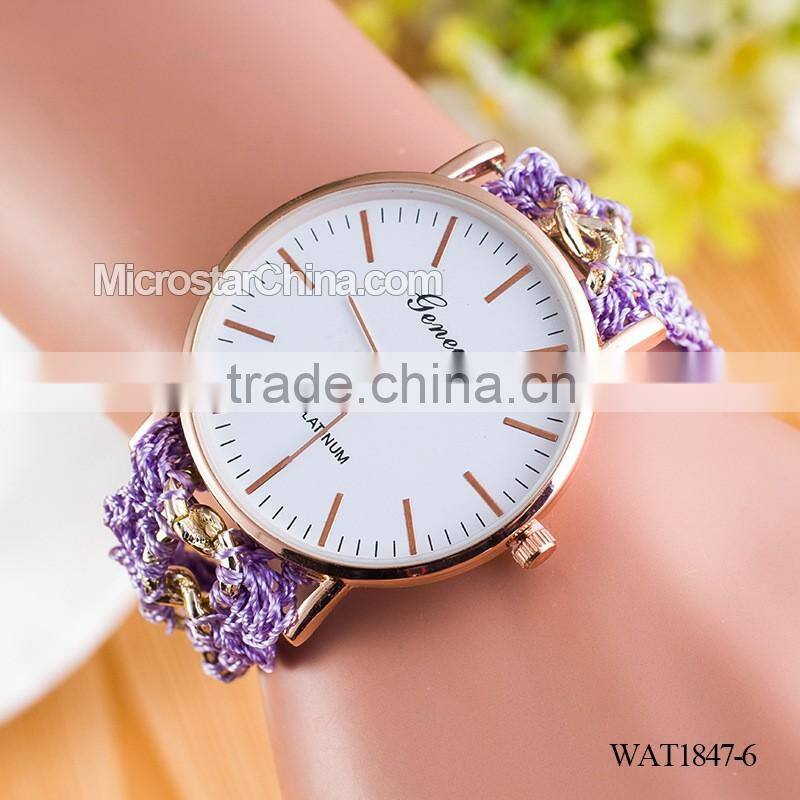 Women New Classic Geneva Ethnic Braided Analog Quartz Chain Bracelet Wrist Watch