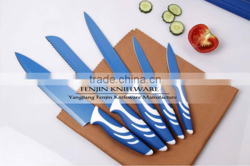 5pcs Non-Stick Royal Knife Set with TPR Knife Block Set