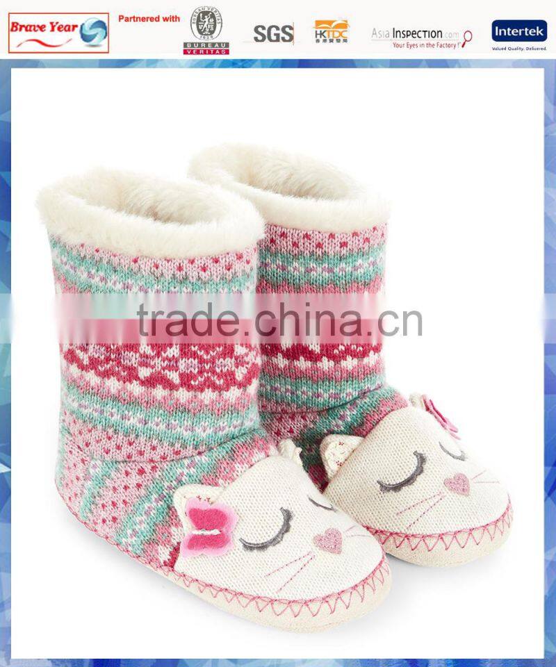 2014 best selling Fairisle cat knit child winter boot