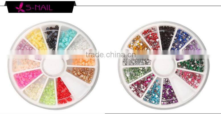 Hot sell 12 colors nail art caviar glitter rhinestone wheel