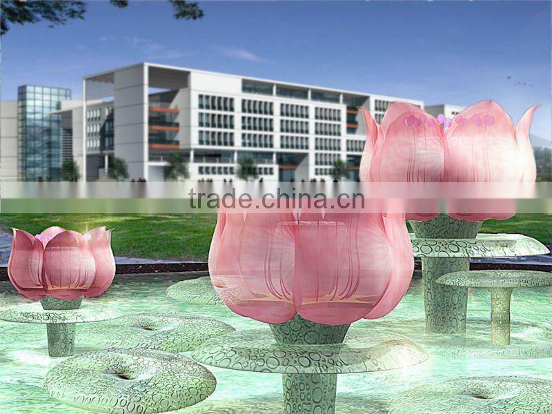 glass lotus and art glass project xo-70001 and glass sculpture and outdoor glass decoration