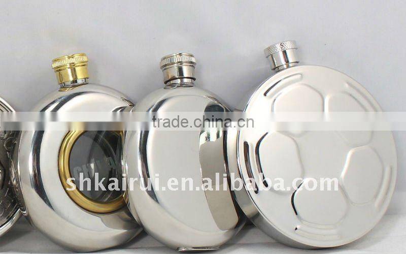 round stainless steel hip flask