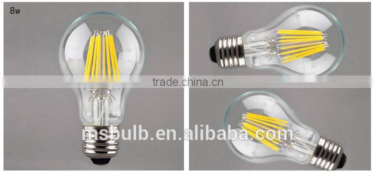 alibaba china A60 led bulb 5w , energy saving A60 filament led bulb with glass body